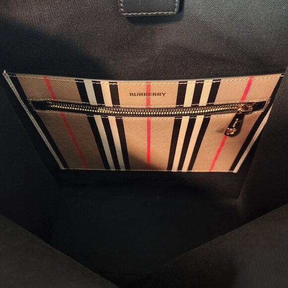 Burberry Medium NS Book Tote Bag Purse | Striped Pattern - Picture 6 of 9